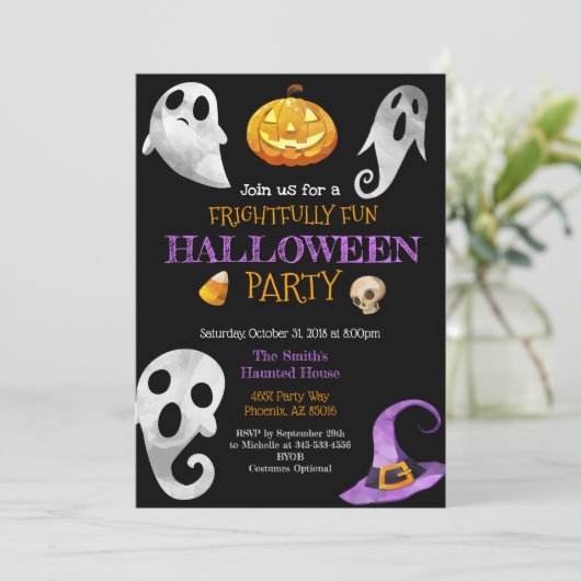 Halloween Party Uitnodiging pompoen Geesten Schede (Staand voorkant)