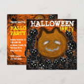 Halloween Party Uitnodiging Pompoen Kat Gezicht (Voorkant / Achterkant)