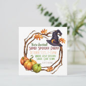 Halloween Party Uitnodiging Pompoen Witch Square (Staand voorkant)