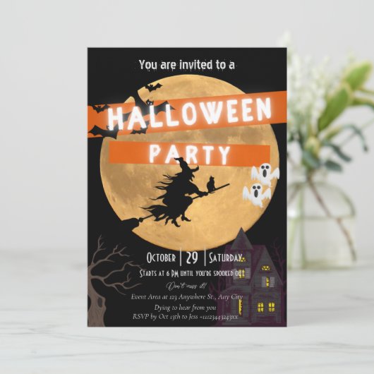 Halloween party-uitnodiging save the date (Staand voorkant)