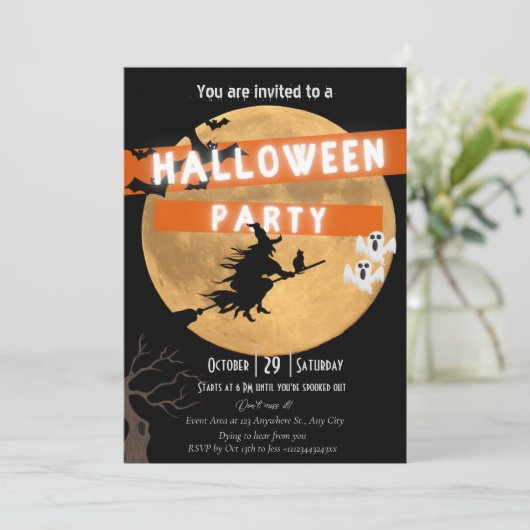 Halloween party-uitnodiging save the date (Staand voorkant)