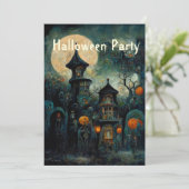 Halloween Party | Uitnodiging tot het uitzenden va (Staand voorkant)
