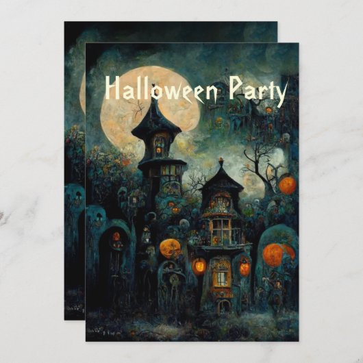 Halloween Party | Uitnodiging tot het uitzenden va (Voorkant / Achterkant)