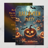 Halloween Party uitnodiging van vele Jack-O-Lanter (Voorkant / Achterkant)
