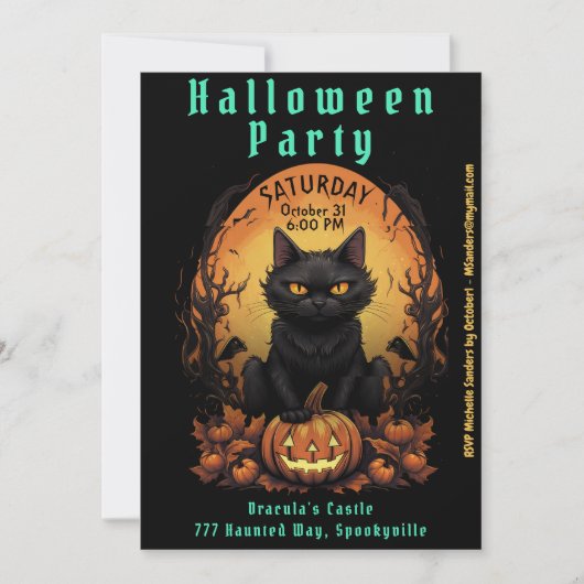 Halloween Party | Uitnodiging voor zwarte katten e (Voorkant)