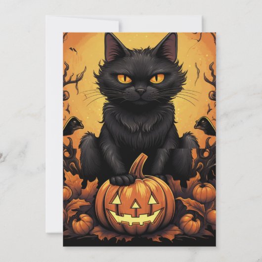 Halloween Party | Uitnodiging voor zwarte katten e (Achterkant)
