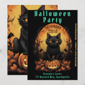 Halloween Party | Uitnodiging voor zwarte katten e (Voorkant / Achterkant)