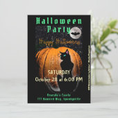 Halloween Party | Uitnodiging voor zwarte katten e (Staand voorkant)