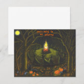 Halloween, party, uitnodigingen, bonfire, heksen kaart (Voorkant / Achterkant)