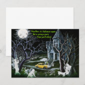 Halloween, party, uitnodigingen, geesten, gehakt, kaart (Voorkant / Achterkant)
