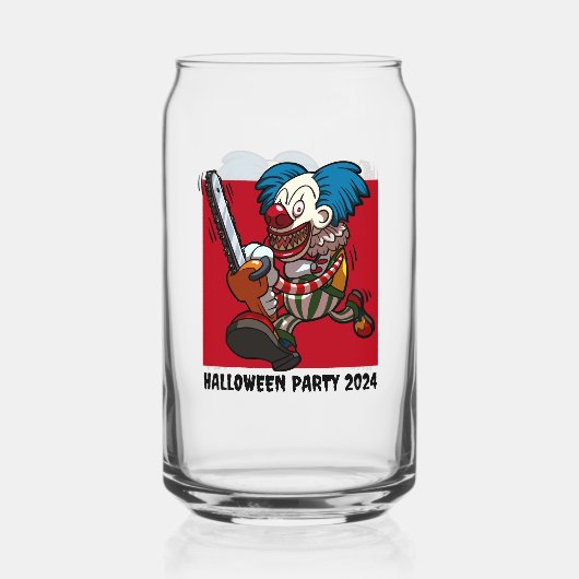 Halloween Party Verander het Jaar Kettingzaag Clow Blikvorm Glas (Achterkant)