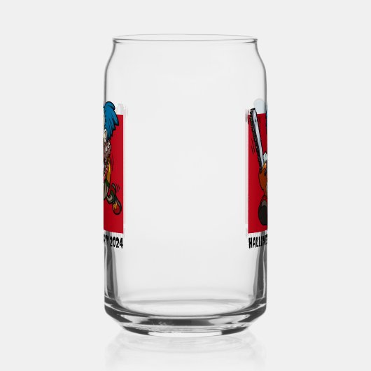 Halloween Party Verander het Jaar Kettingzaag Clow Blikvorm Glas (Links)