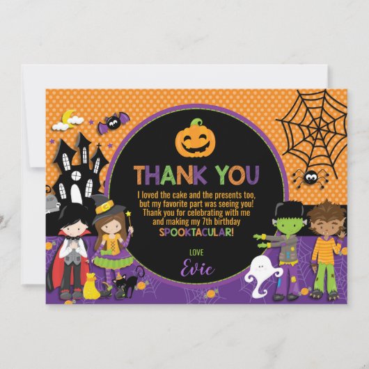 Halloween Party Verjaardagsfeest Dankjewel Card Kaart (Voorkant)