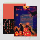 Halloween Party Volle Maan Pompoenen Ravens Kat Briefkaart (Voorkant / Achterkant)