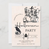 Halloween Party Volwassen Gotische Schedel Kaart (Voorkant)