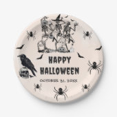 Halloween Party Volwassen Gotische Schedel Papieren Bordje (Voorkant)