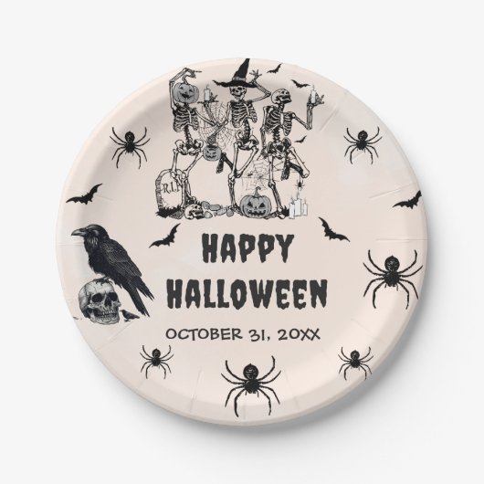 Halloween Party Volwassen  Gotische Schedel Papieren Bordje (Voorkant)