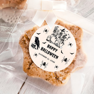 Halloween Party Volwassen Gotische Schedel Ronde Sticker