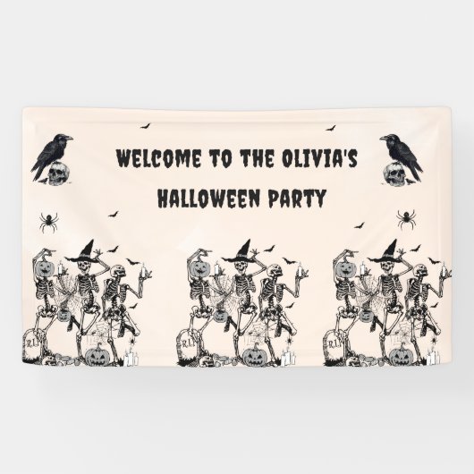 Halloween Party Volwassen  Gotische Schedel Spandoek (Horizontaal)