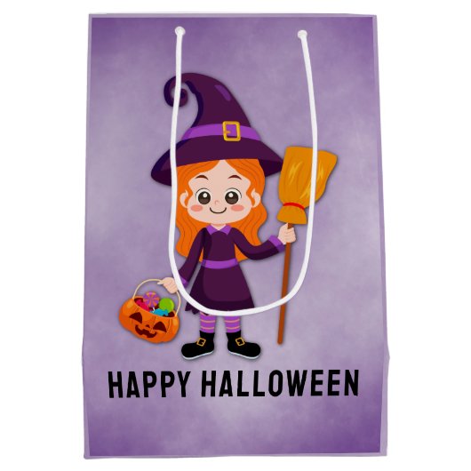 Halloween Party voor Kids Witch Medium Cadeauzakje (Achterkant)