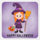 Halloween Party voor Kids Witch Vierkante Sticker (Voorkant)
