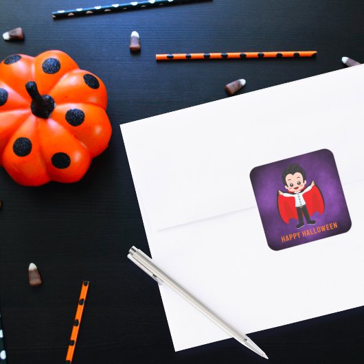 Halloween Party voor kinderen Vampier Vierkante Sticker