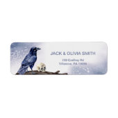 Halloween Party Waterverf Raven Etiket (Voorkant)