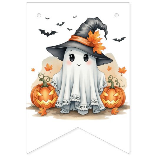 Halloween Party Whimsical Ghosts bunting banner (Tweede vlag)