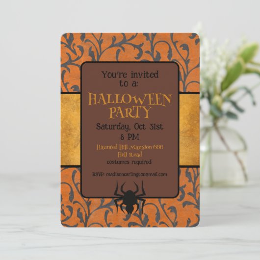 Halloween Party Whimsical Pattern  Kaart (Staand voorkant)