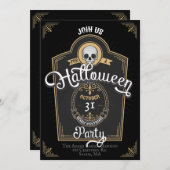 Halloween Party Whiskey Label Kaart (Voorkant / Achterkant)