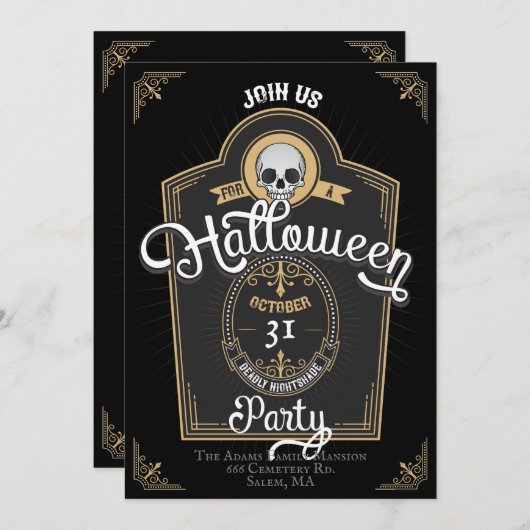Halloween Party Whiskey Label Kaart (Voorkant / Achterkant)