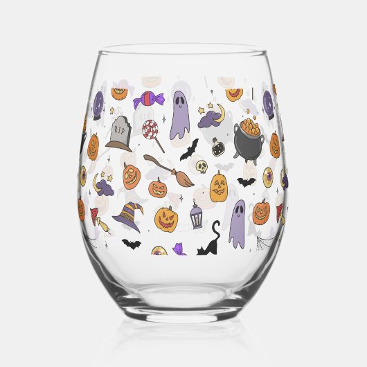 Halloween Party Wijnglas Zonder Voet (Voorkant)