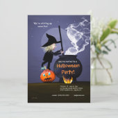 Halloween Party Witch en Cauldron Kaart (Staand voorkant)