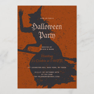 Halloween Party Witch Magic Trick or treat Grunge Kaart