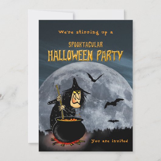 Halloween Party Witch roeren het op Kaart (Voorkant)