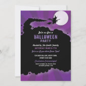 Halloween Party Witch Scary Scare Paars Invite Kaart (Voorkant)