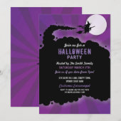 Halloween Party Witch Scary Scare Paars Invite Kaart (Voorkant / Achterkant)