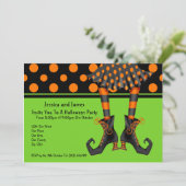 Halloween Party Witches Stockings Kaart (Staand voorkant)