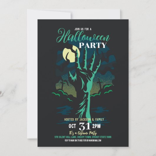 Halloween Party Zombie Graveyard Party Kaart (Voorkant)