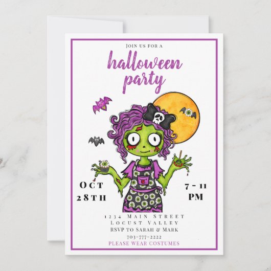 Halloween party zombie kaart (Voorkant)