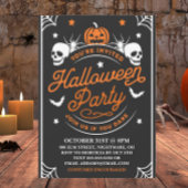 Halloween Party Zwart en Sinaasappel  Kaart