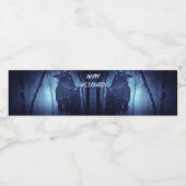 Halloween Party Zwart Raven Crow Blauw Woud Waterfles Etiket (Enkel label)