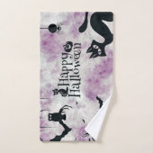 Halloween Party Zwarte Kat Boze Pompoenen Enge Uil Bad Handdoek (Handdoek)