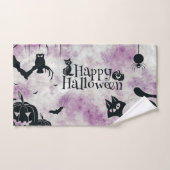 Halloween Party Zwarte Kat Boze Pompoenen Enge Uil Bad Handdoek (Handdoek)