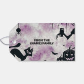 Halloween Party Zwarte Kat Boze Pompoenen Enge Uil Cadeaulabel (Achterkant Horizontaal)