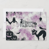 Halloween Party Zwarte Kat Boze Pompoenen Enge Uil Kaart (Voorkant)