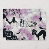Halloween Party Zwarte Kat Boze Pompoenen Enge Uil Kaart (Voorkant / Achterkant)