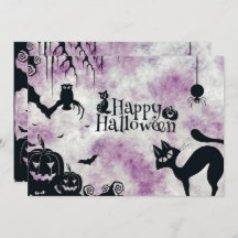 Halloween Party Zwarte Kat Boze Pompoenen Enge Uil