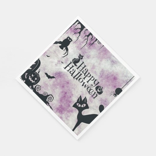 Halloween Party Zwarte Kat Boze Pompoenen Enge Uil Servet (Hoek)