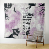 Halloween Party Zwarte Kat Boze Pompoenen Enge Uil Wandkleed (In Situ (horizontaal))